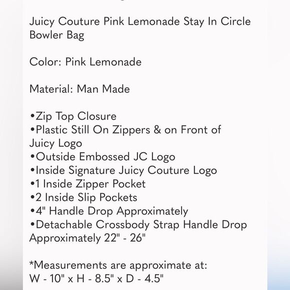 Juicy Couture Pink Bowler Purse - Picture 4 of 4